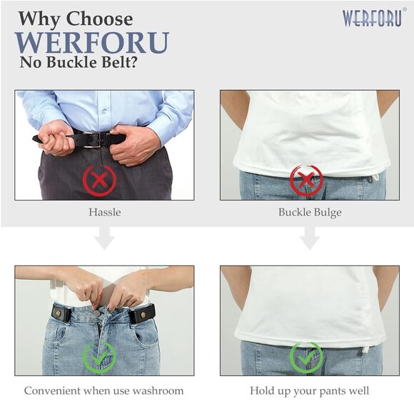 No Buckle Stretch Belt For Women Men Elastic Belt For Jeans Pants,l-dark😗 - Picture 5 of 7